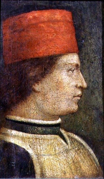 Kopf eines Mannes mit rotem Hut von Benozzo di Lese di Sandro Gozzoli