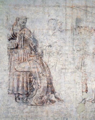 Die Hochzeit von Isaak und Rebekka, Detail der Sinopia (Unterzeichnung) von Benozzo di Lese di Sandro Gozzoli