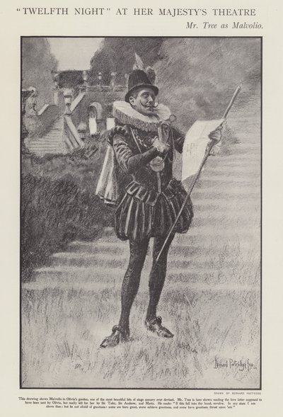 Herbert Beerbohm Tree als Malvolio in einer Aufführung von Shakespeares 