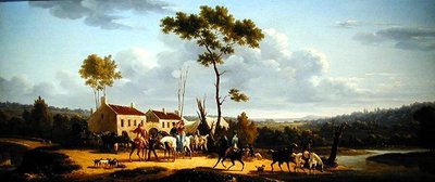 Reisende zu Pferd in einer Landschaft von Bernard Edouard Swebach