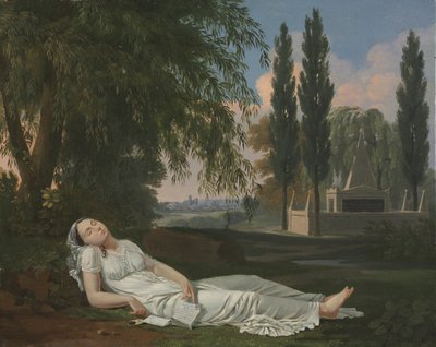 Schlafende Frau in einer Landschaft mit einem Brief von Bernard Gaillot