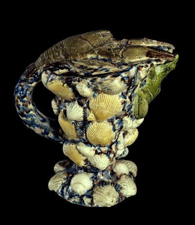 Rustikales Aquamarin mit Keramik, dekoriert mit Muscheln von Bernard Palissy