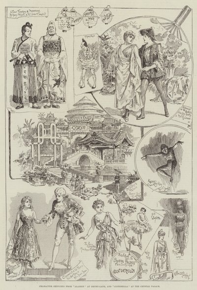 Charakterskizzen aus Aladdin im Drury-Lane und Cinderella im Crystal Palace von Bernard Partridge