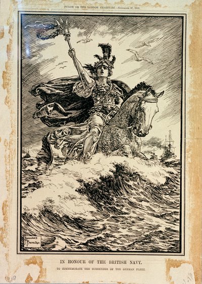 Zu Ehren der britischen Marine. Zur Erinnerung an die Kapitulation der deutschen Flotte. Titelseite von Punch, 27. November 1918 von Bernard Partridge