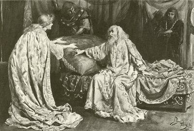 Miss Ellen Terry als Cordelia, Mr. Henry Irving als König Lear von Bernard Partridge