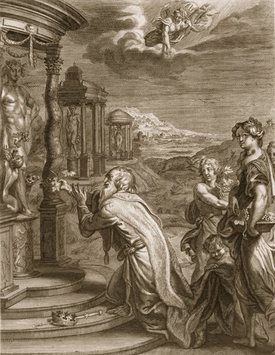 Oeneus, König von Kalydon, wird für seine Gottlosigkeit bestraft, 1731 von Bernard Picart