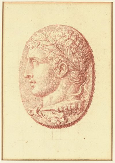 Eines von vier Studien nach Kameen, drei mit klassischen Profilporträts und eines mit einem fragmentarischen Relief von Amor und zwei Löwen, die einen Wagen ziehen von Bernard Picart