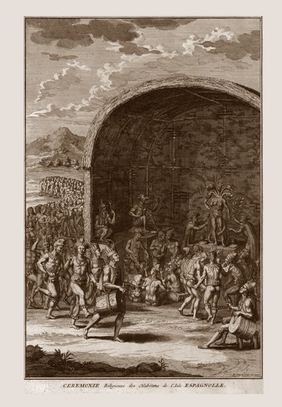 Religiöse Zeremonie der Bewohner der Insel Hispaniola, ca. 1721 von Bernard Picart