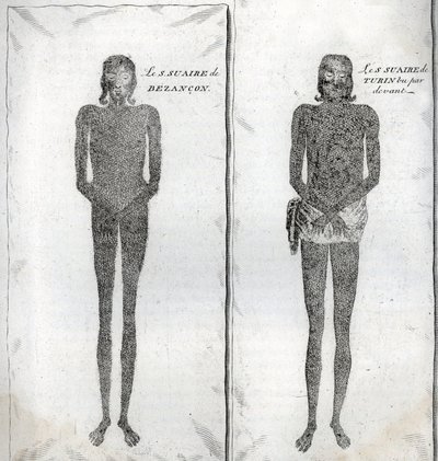 Darstellung des Grabtuchs von Besançon und des Grabtuchs von Turin) Gravur aus "Illustration religiöser Zeremonien und Bräuche aller Völker der Welt" von Bernard Picart (1723-1743) von Bernard Picart