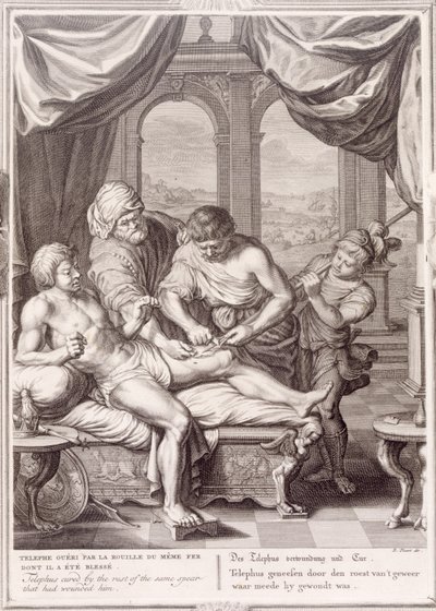Telephus geheilt durch den Rost desselben Speers, der ihn verwundet hat, 1731 von Bernard Picart