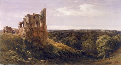 Ruine einer Burg in einer Landschaft (Knaresborough Castle) von Bernard Walter Evans