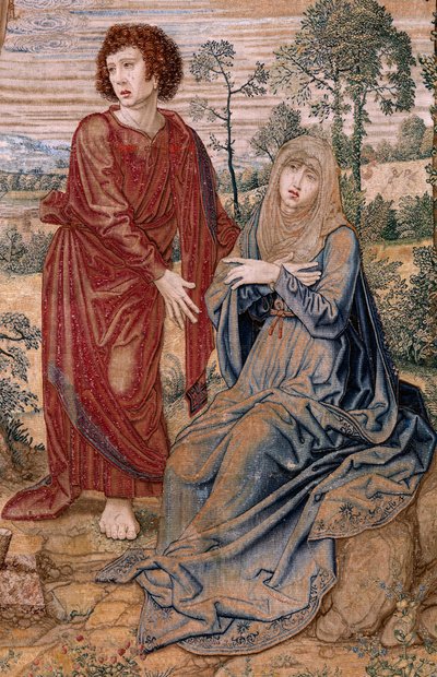 Flämischer Wandteppich. Serie Baldachin von Karl V. Christus der Barmherzige von Bernard van Orley
