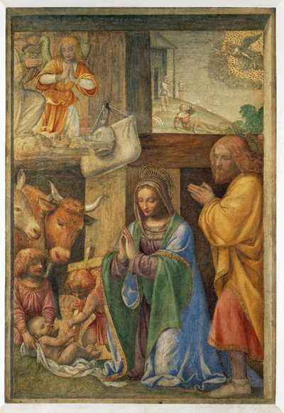 Die Geburt Jesu und die Verkündigung an die Hirten von Bernardino (attr. to) Luini