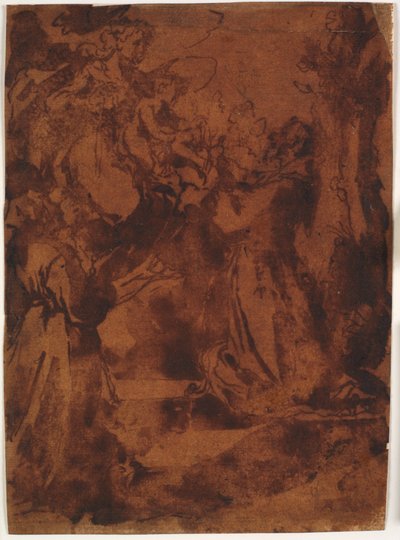 Jungfrau Maria mit dem Jesuskind gibt dem heiligen Franz von Assisi und einem unidentifizierten Franziskanermönch den franziskanischen Gürtel von Bernardino Capitelli
