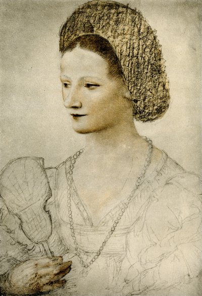 Porträt einer unbekannten Frau mit Fächer von Bernardino Luini