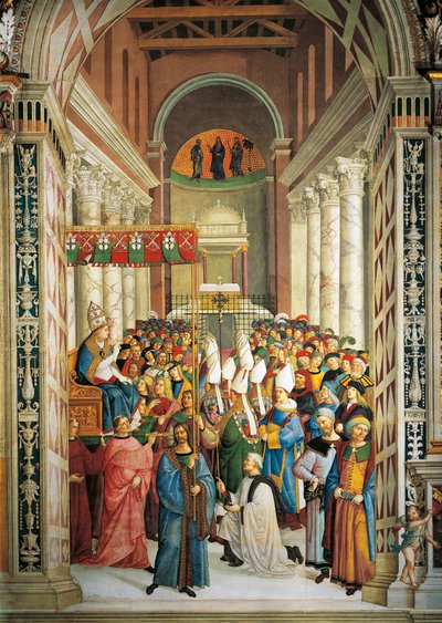 Krönung von Papst Pius II (Detail) von Bernardino di Betto Pinturicchio