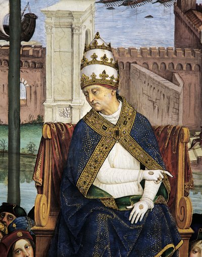 Pius II. kommt in Ancona an, um den Kreuzzug zu beschleunigen (Detail) von Bernardino di Betto Pinturicchio