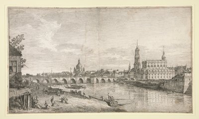 Ansicht der Brücke in Dresden über die Elbe von Bernardo Bellotto