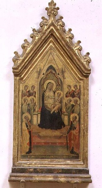 Madonna und Kind auf dem Thron mit den Heiligen Petrus und Paulus und Engeln von Bernardo Daddi