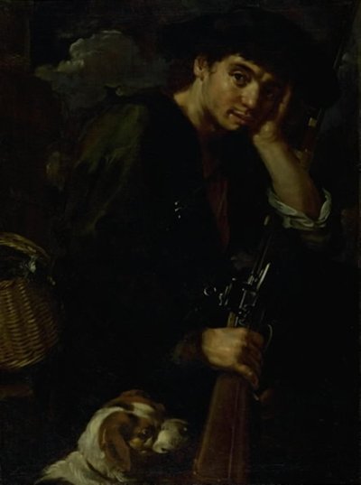 Jäger mit seinem Gewehr und Hund (Allegorie der "Luft") von Bernardo Eberhart Keilhau