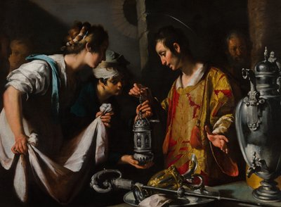 Der heilige Laurentius verteilt die Reichtümer der Kirche von Bernardo Strozzi