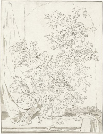 Vase mit Blumen vor einer Nische von Bernhard Schreuder