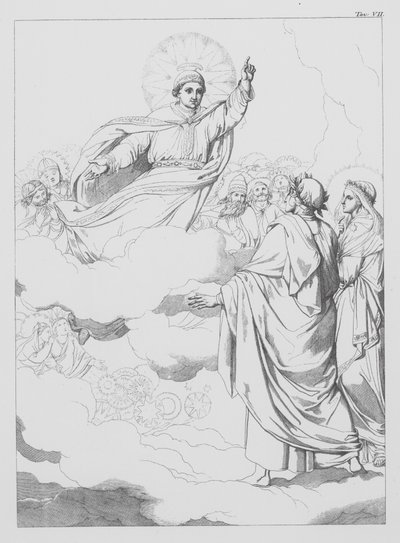 Dantes Göttliche Komödie, Paradiso (Himmel), Platte VII (Lithografie) von Bernhard Schuler