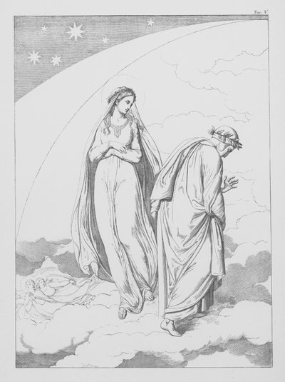 Dantes Göttliche Komödie, Paradiso (Himmel), Platte V (Lithografie) von Bernhard Schuler