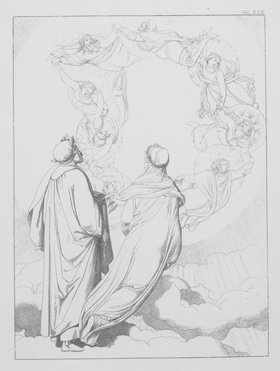 Dantes Göttliche Komödie, Paradiso (Himmel), Platte XIX (Lithografie) von Bernhard Schuler