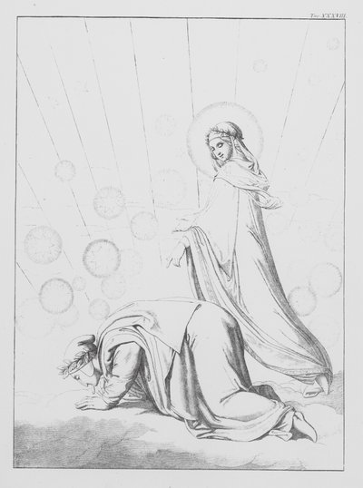 Dantes Göttliche Komödie, Paradiso (Himmel), Platte XXXVIII (Lithografie) von Bernhard Schuler