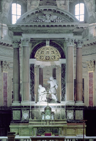 Ansicht des Hochaltars mit dem Martyrium des Hl. Paulus von Bernini Algardi A. and Bitonto