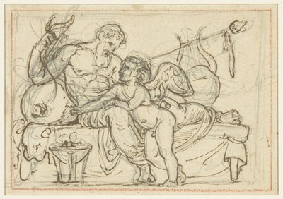 Entwurf für ein Relief mit Amor und einer liegenden Figur von Anacreon von Bertel Thorvaldsen