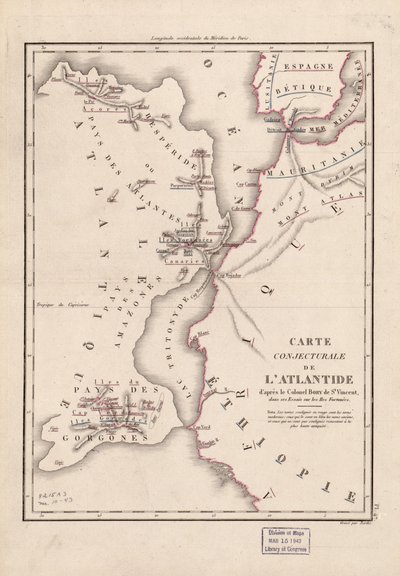 Karte der Atlantis - nach Colonel Bory de St. Vincent von Berthe