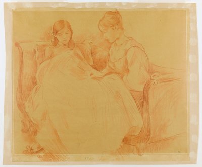 Studie von jungen Mädchen beim Nähen von Berthe Morisot