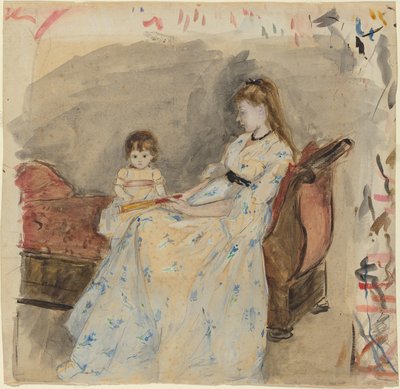 Die Schwester des Künstlers, Edma, mit ihrer Tochter Jeanne, 1872 von Berthe Morisot