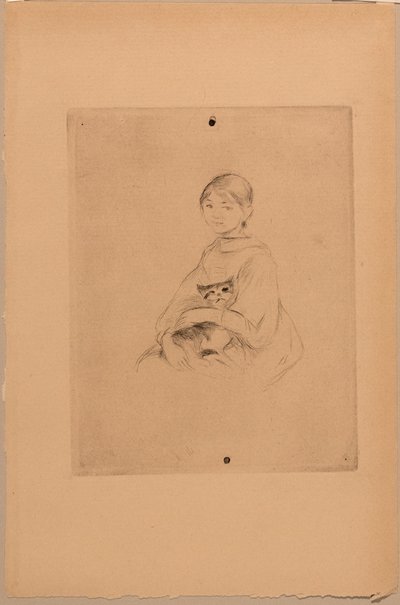 Junges Mädchen mit einer Katze, um 1888 von Berthe Morisot