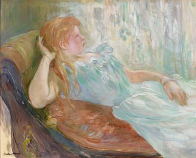 Junge Frau auf einem Sofa von Berthe Morisot
