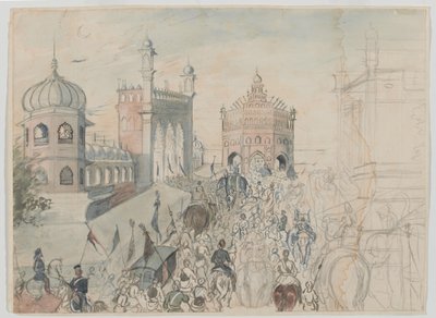 Britische Truppen in einer Sikh-Stadt, wahrscheinlich Allahabad von Bethune Donald Grant