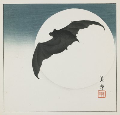 Fledermaus und Mond, frühes 20. Jahrhundert von Biho Takashi or Takahashi (b. 1873. fl 1890 1930)