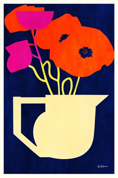 Lebendige Mohnblumen Krug von Bo Anderson