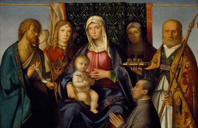 Die Jungfrau und das Kind mit Heiligen und einem Stifter von Boccaccio Boccaccino