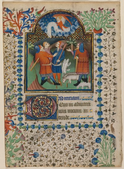 Blatt aus einem Stundenbuch: Verkündigung an die Hirten (recto) von Boethius Illuminator