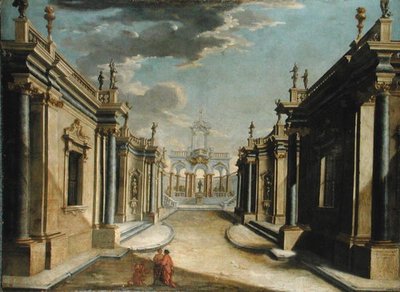 Ein architektonisches Capriccio, das die Geschichte der Töchter von Minyas darstellt von Bolognese School