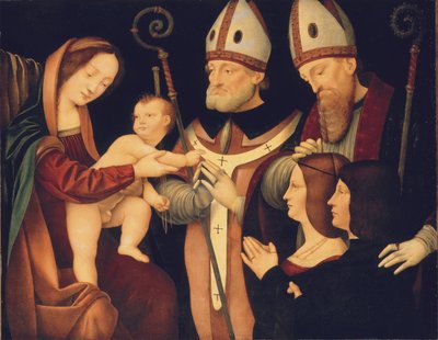 Die Madonna und das Kind mit den Heiligen Romanus und Ptolemäus und zwei Stiftern von Boltraffio Pseudo