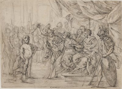 Moses als Kind, das die Krone des Pharaos mit Füßen tritt von Bonaventura Lamberti
