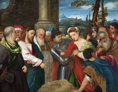 Christus und die Ehebrecherin von Bonifazio Veronese