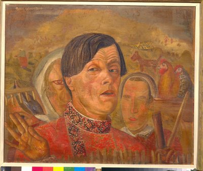 Selbstporträt mit Hahn und Henne von Boris Dmitrievich Grigoriev