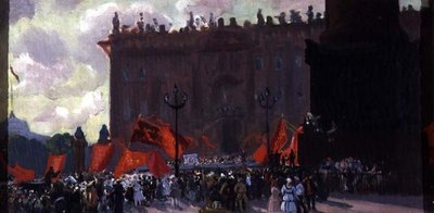 Studie zur Feier der Eröffnung des Zweiten Kongresses der Komintern auf dem Uritsky-Platz in Petrograd am 19. Juli 1920, 1921 von Boris Mikhailovich Kustodiev