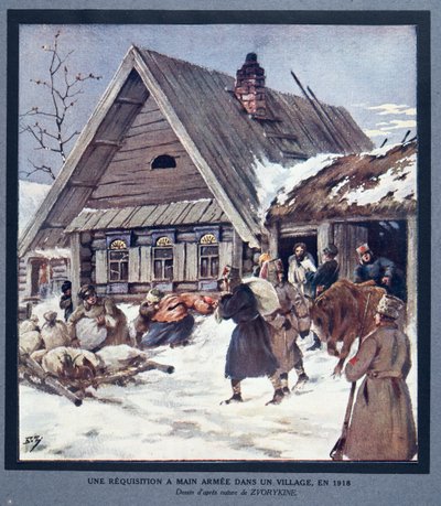 Streitkräfte requirieren Vorräte in einem Dorf von Boris Vasilievich Zvorykin