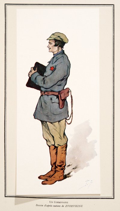 Kommissar aus Histoire des Soviets, veröffentlicht 1922 (farbige Lithographie) von Boris Vasilievich Zvorykin